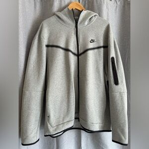 Nike Tech Light Gray Zip Up Sweatshirt with Hood